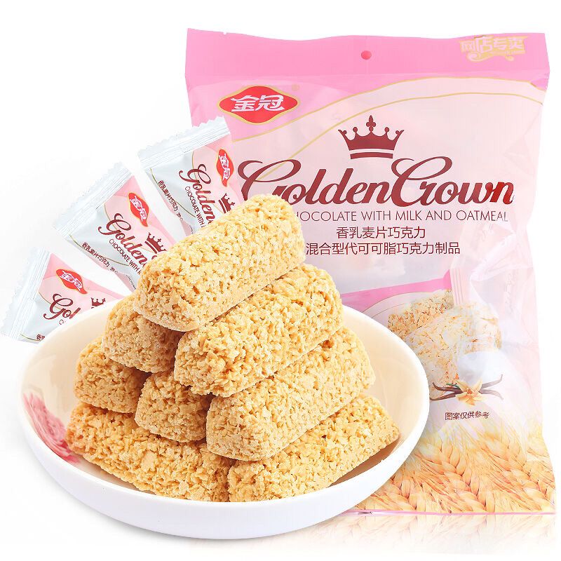 金冠燕麦巧克力营养麦片酥糖饼干早餐牛奶麦片婚庆休闲散装零食 金冠燕麦468g*1袋
