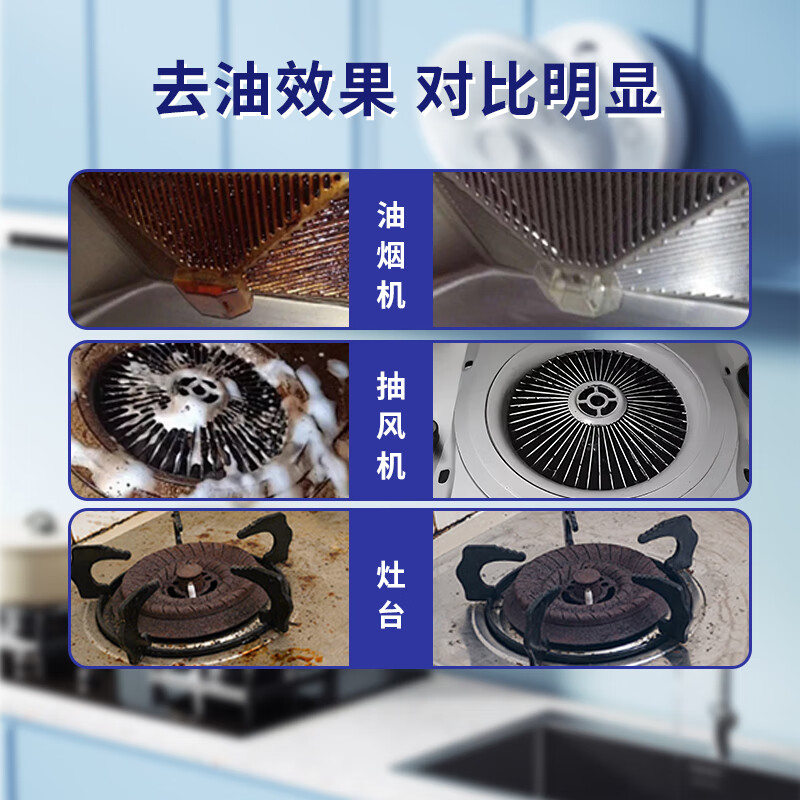 鸿润雨露油污净厨房油污清洁剂去重油家用油烟机灶台去油污清洗剂500ml 油污克星*3瓶装