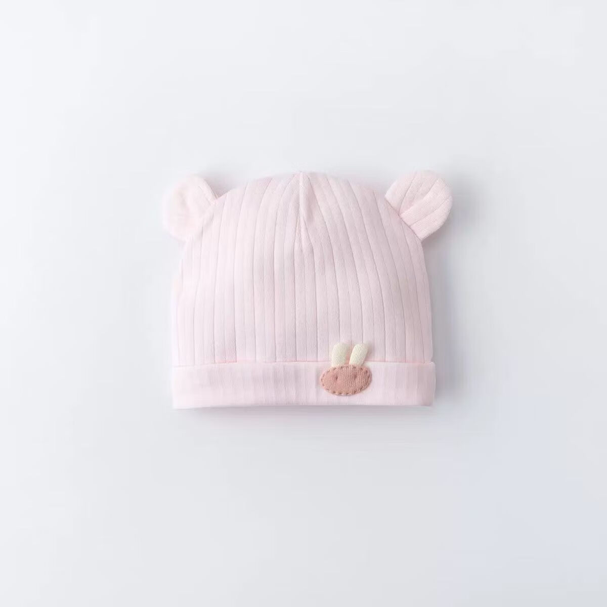 彩虹房子新生婴儿帽四季男女初生0-3月满月幼儿护头囟门宝宝胎帽合集 抽条熊兔棉胎帽浅黄色-0-3个月（30-38cm） 四季双层 参考备注，以宝宝头围为准