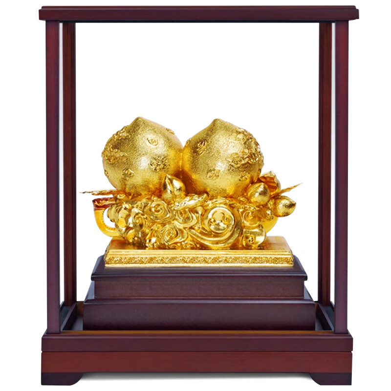 NWTB足金金箔福寿如意寿桃摆件长辈老人生日礼物祝寿礼大寿贺寿礼品 福寿如意