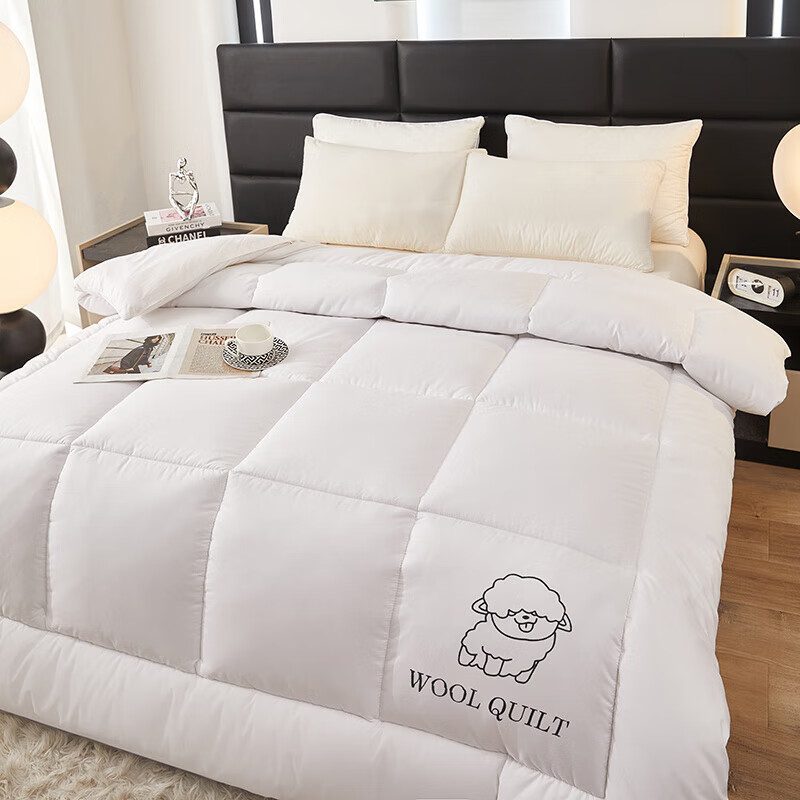 恒源祥澳洲进口羊毛被子被芯春秋被8斤厚冬被加厚保暖单人双人棉被 美羊羊-白 150*200冬被【4斤夏被】