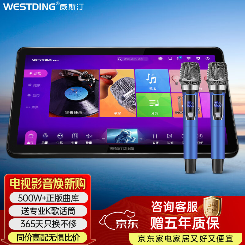 威斯汀家庭ktv音响套装点歌机一体卡拉OK家用K歌智能语音点唱台高清输出全志高速处理器台式316-3T+话筒