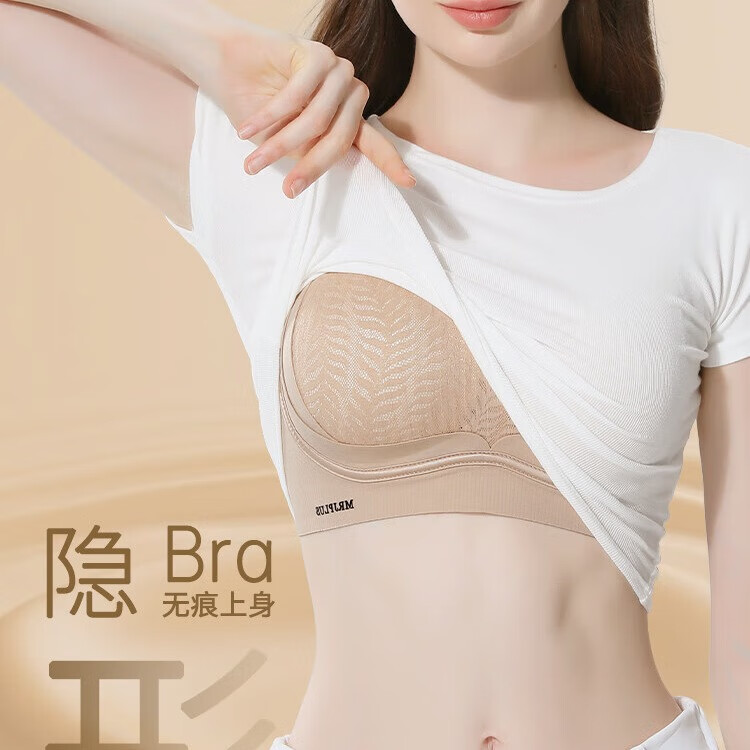 【旗舰店】华婷露 蕾丝调整型聚拢文胸 灰紫 M