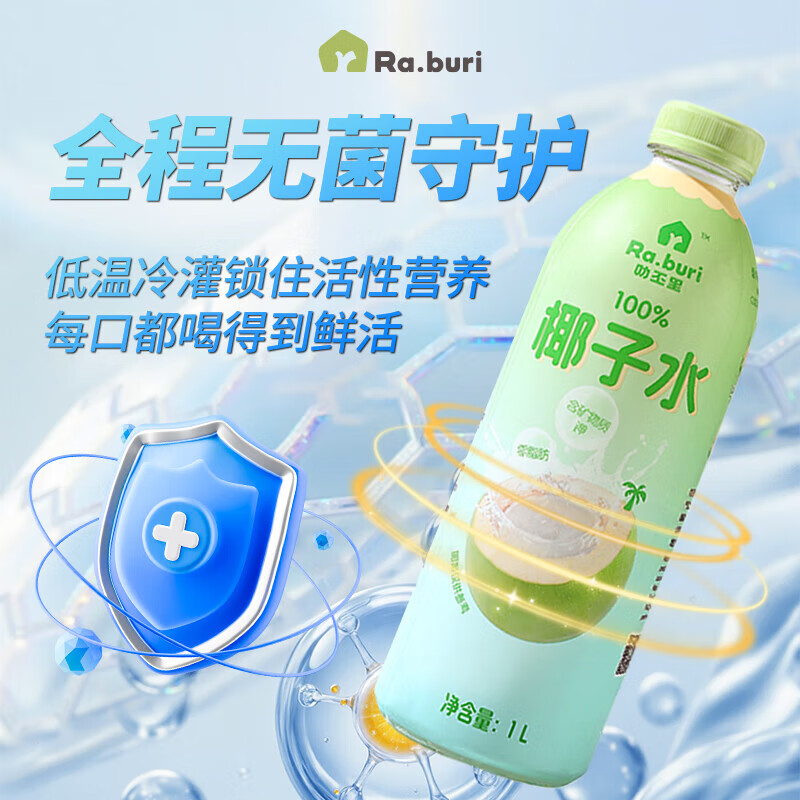 RA.BURI泰国100%天然椰子水泰国电解质果汁饮料断饱腹感0添加年货礼盒 【超值家庭装】1L*6瓶