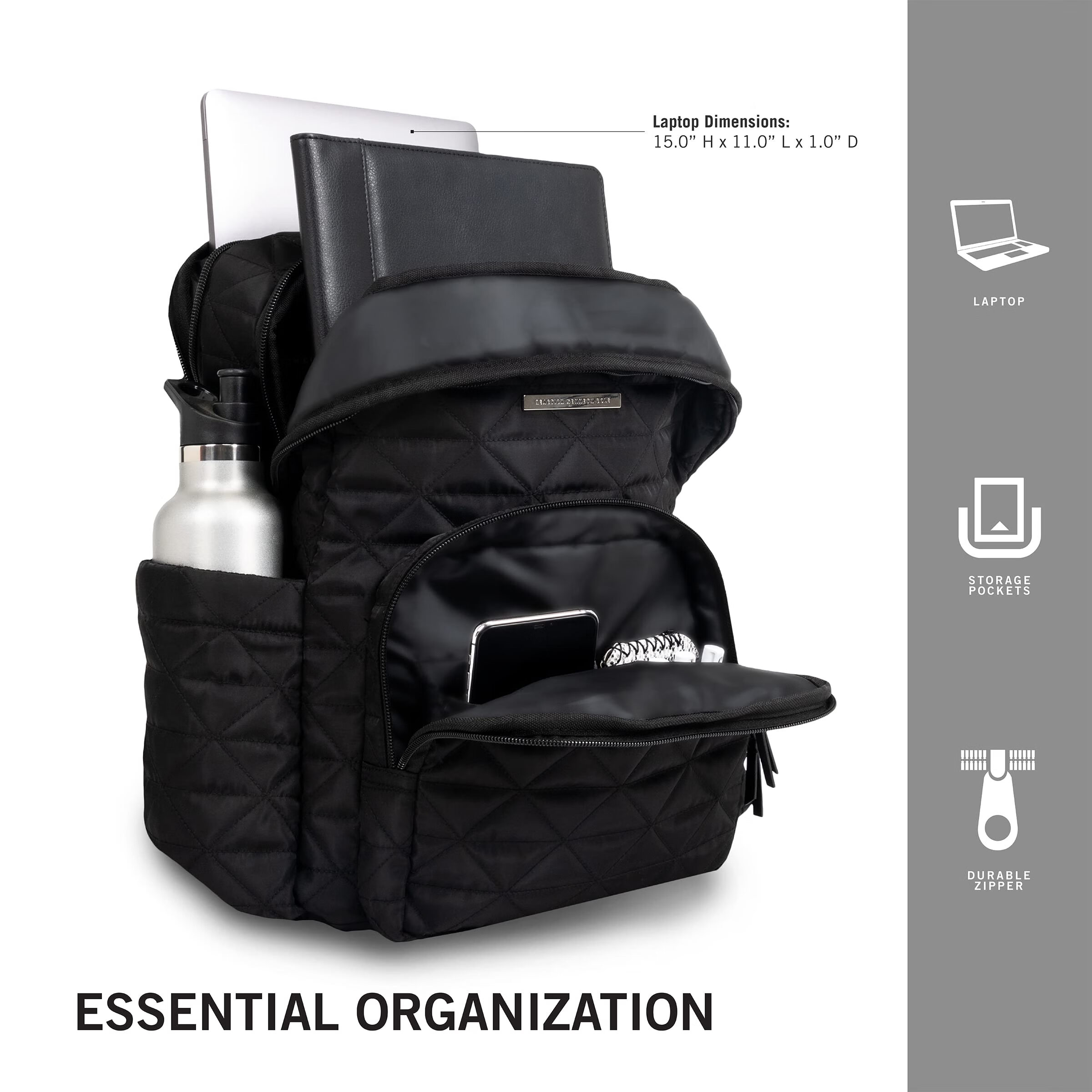 凯尼斯柯尔（KENNETH COLE） REACTION Emma Women’s Backpack 15 Laptop Bag 黑色钻石 15