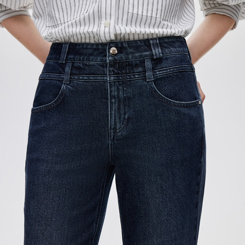ONLY2026春季新款丹宁风高腰双腰头解构喇叭牛仔裤女|126132023 J0B 蓝灰牛仔 S S标准裤长