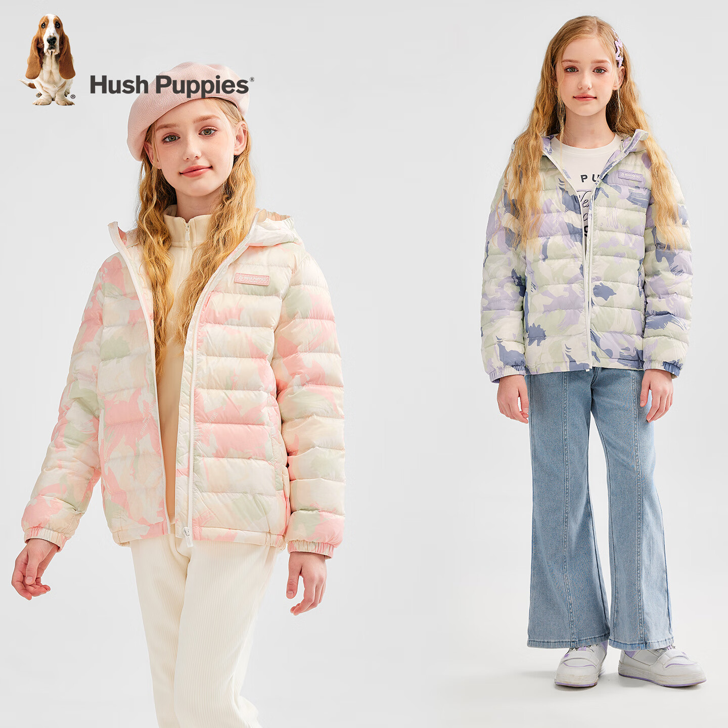 暇步士（Hush Puppies）童装儿童男女大童冬装新款厚外套舒适外套时尚潮酷保暖羽绒服 风信紫503 150 cm