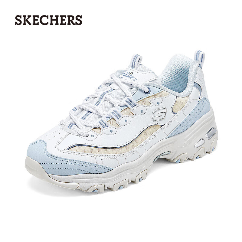 斯凯奇（Skechers）女士运动鞋女款休闲鞋透气时尚百搭设计150547 白色/浅蓝色/WLB 37
