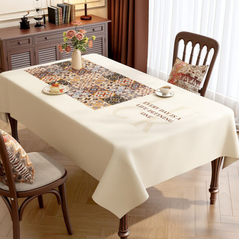 AILUKI日本桌布免洗防水防油防烫餐桌布轻奢高级感感长方形家用茶几台布 民曲韵律 1.2m*1.8m方形