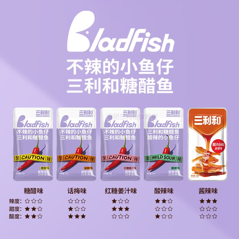 三利和小鱼干香辣小鱼仔湖南特产零食小包装官方旗舰店毛毛鱼即食 40包【酱辣+糖醋】400g 盒装