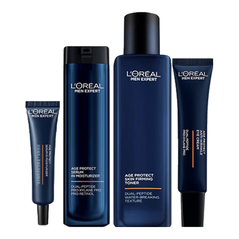 歐萊雅(LOREAL)男士護膚品套裝青春肌源洗面奶水乳緊致淡紋補水保濕禮物送男生 青春肌源套裝:爽膚水+乳液+眼霜+乳15ml