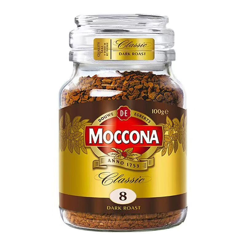 Moccona摩可纳Moccona咖啡8号荷兰深度烘焙进口咖啡美式速溶冻干咖啡100g