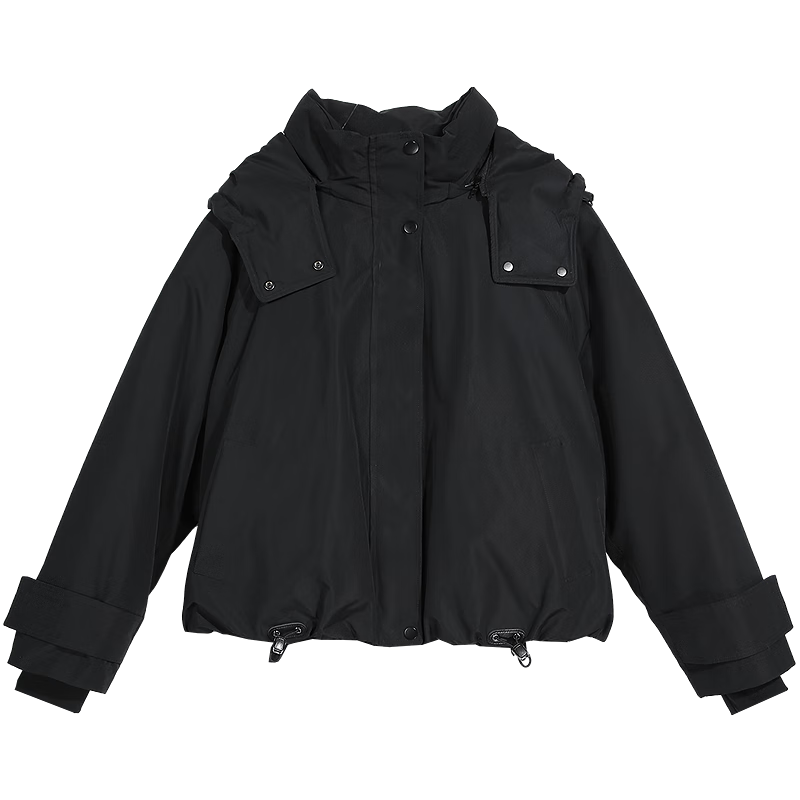 百图（betu）女装2025年冬季新款羽绒服潮流挺括有型工装风羽绒外套女2510T03 黑色 M