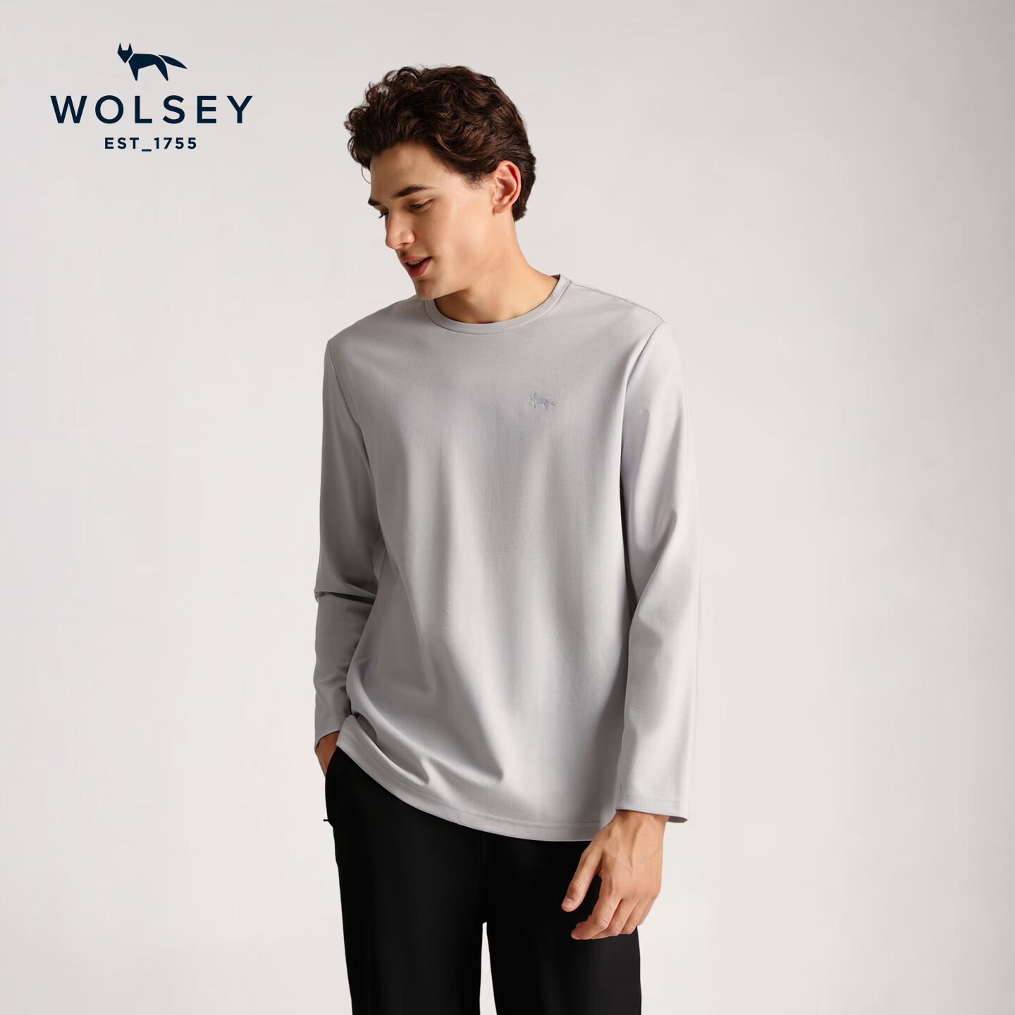 WOLSEY【18.5微米美利奴羊毛】天丝混纺长袖T恤高弹透气打底衫 藏青色【男款】 L 【男款175女款170】