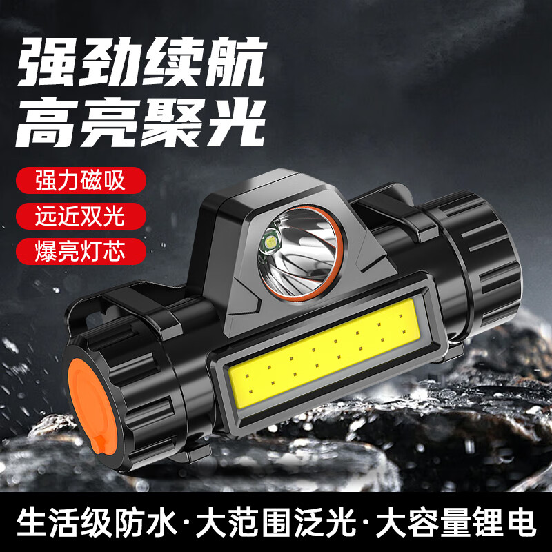 SHENYU头灯强光充电超亮感应头戴式照明超长续航户外钓鱼登山小型 【远近双光】挥手感应-强力磁吸