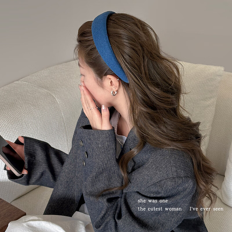 清晨的星星韩系日常外戴毛呢发箍女高颅顶发卡洗脸压发头箍2025秋冬新款发饰 奶咖色