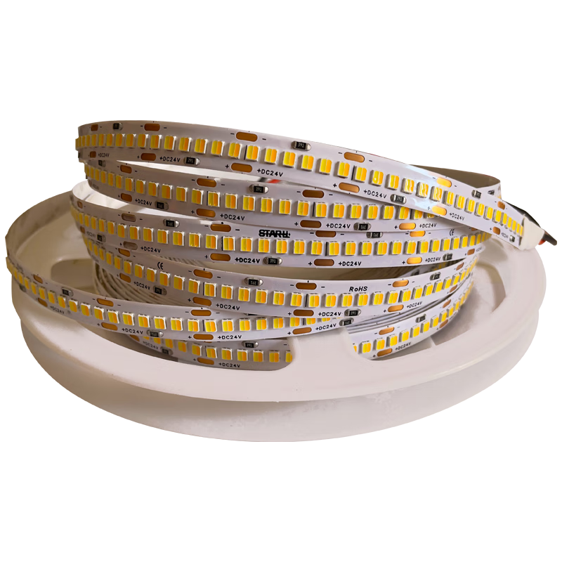 语音控制智能线型灯带24V高亮三色变光支持小爱同学自粘吊顶灯条 240珠10mm宽两线三色无极调光 21米套装【包含智能调光变压器+遥控器】