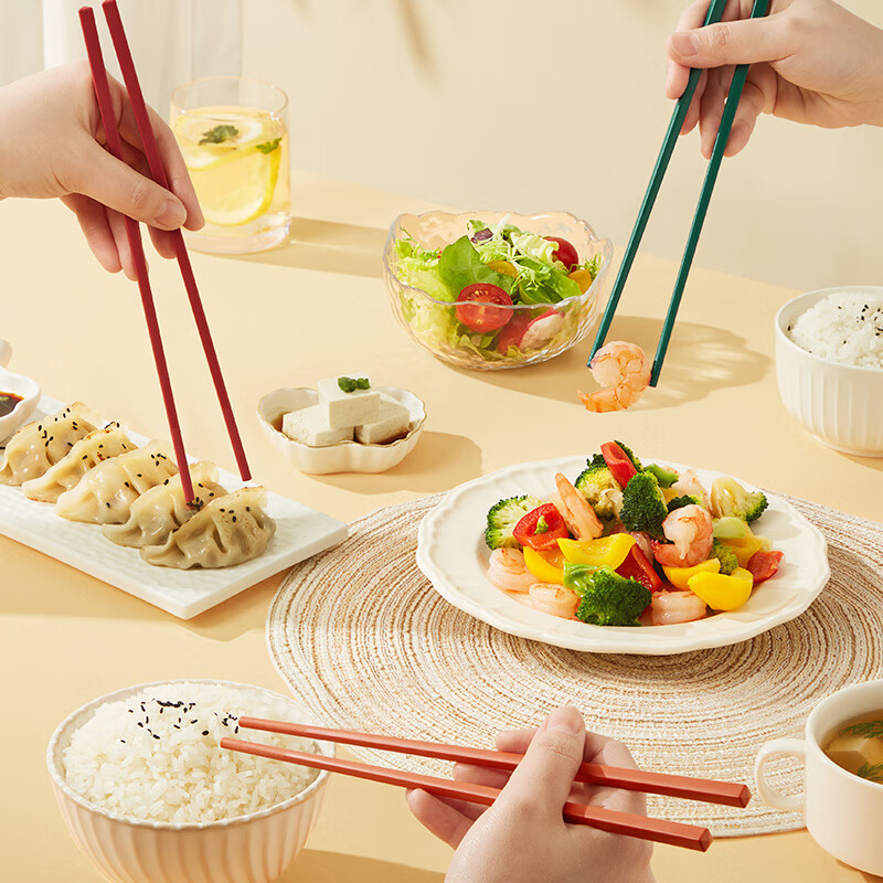 炊大皇合金筷无漆无蜡家用中式防滑不发霉筷子 多彩中华筷 10双