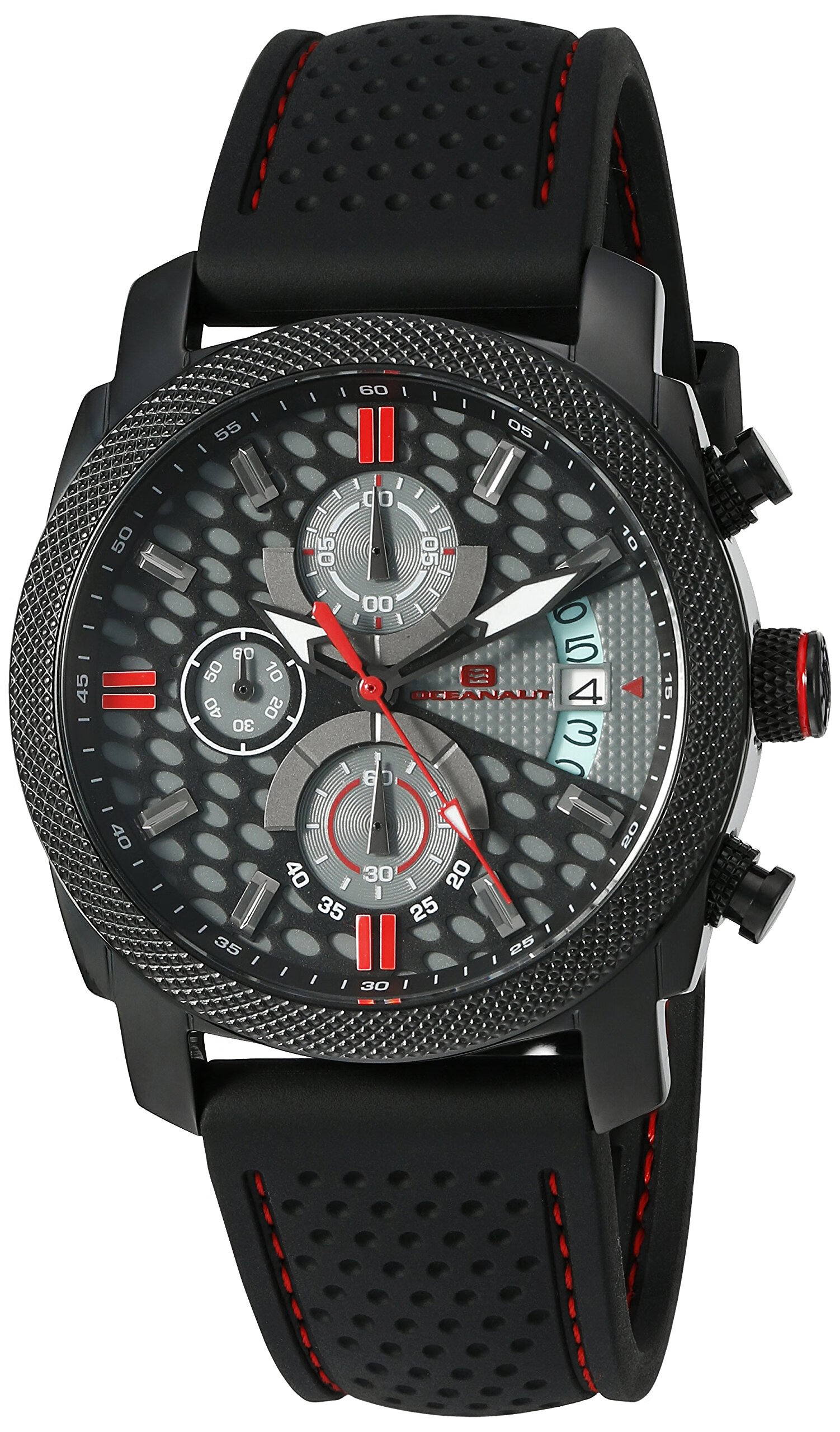 Oceanaut 男士石英腕表 42mm表盘 日历显示 50米防水 休闲运动 黑色和灰色
