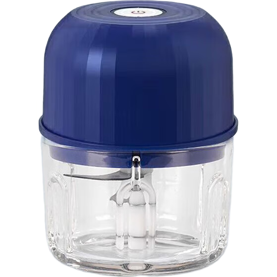 绞肉机小型打蒜器厨房家用绞蒜切蒜器多功能辅食料理机无线电动蒜泥神器 深蓝色-升级玻璃杯 0.26L 3叶刀