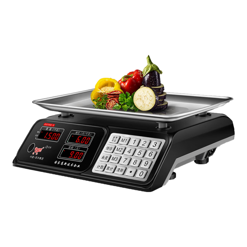 凱豐電子秤做生意用商用擺攤臺秤稱重賣菜秤高精度30kg家用食物計價克秤水果廚房電子秤 【聚能鋰電/鋼鍵款】數(shù)碼凹盤