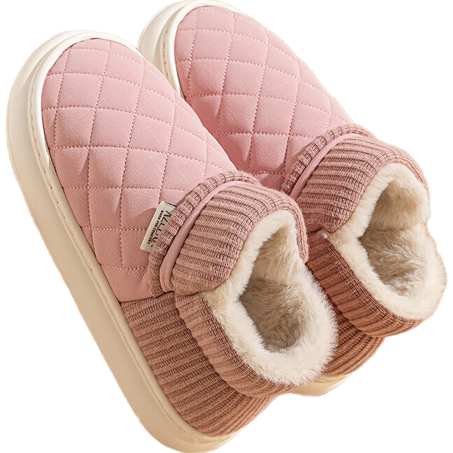 2026新款女士冬厚底防滑棉鞋耐磨居家保暖加绒包跟棉拖鞋外穿 粉色【超级保暖】 38-39 【适合37-38脚】