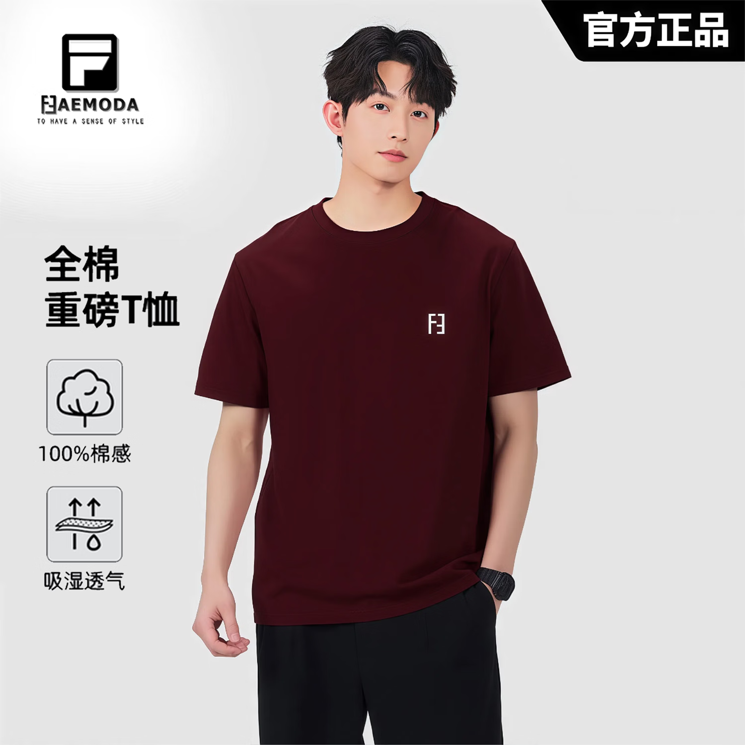 FEAE官方品牌纯棉t恤男2025春夏款上衣男商务刺绣休闲冰丝棉男士短袖 浅米色 -官方正品 2XL 码【建议140-155斤】