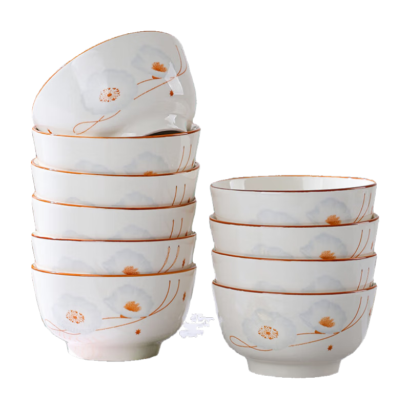 陶瓷碗家用喜庆乔迁新居碗碟餐具套装岁月静好饭碗 岁月静好4碗 4.99元(需领券)