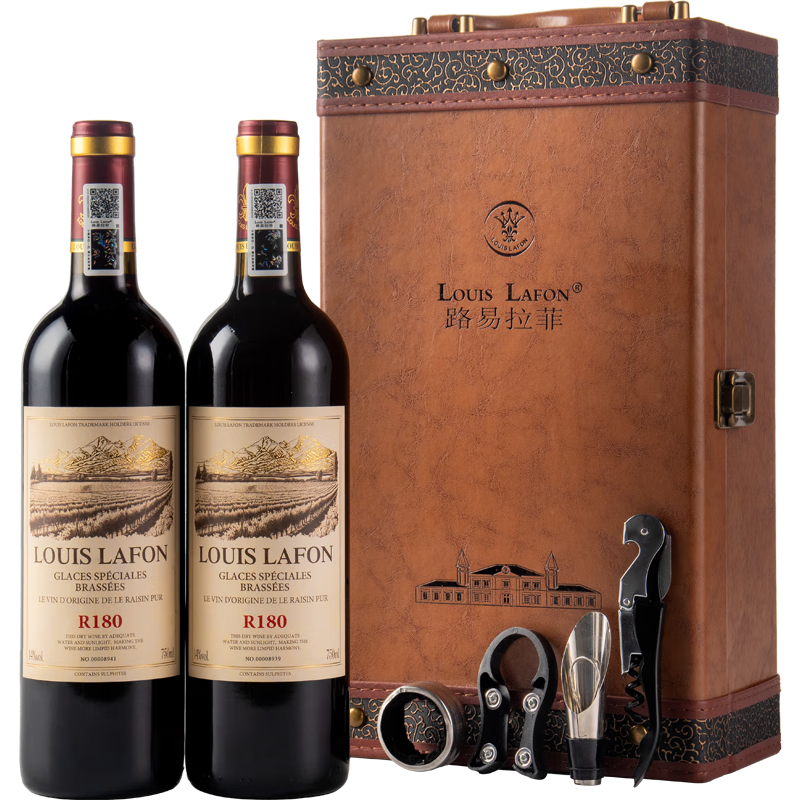 路易拉菲（LOUIS LAFON）法国进口红酒 R180歌海娜干红葡萄酒原酒进口礼盒装 礼物送礼