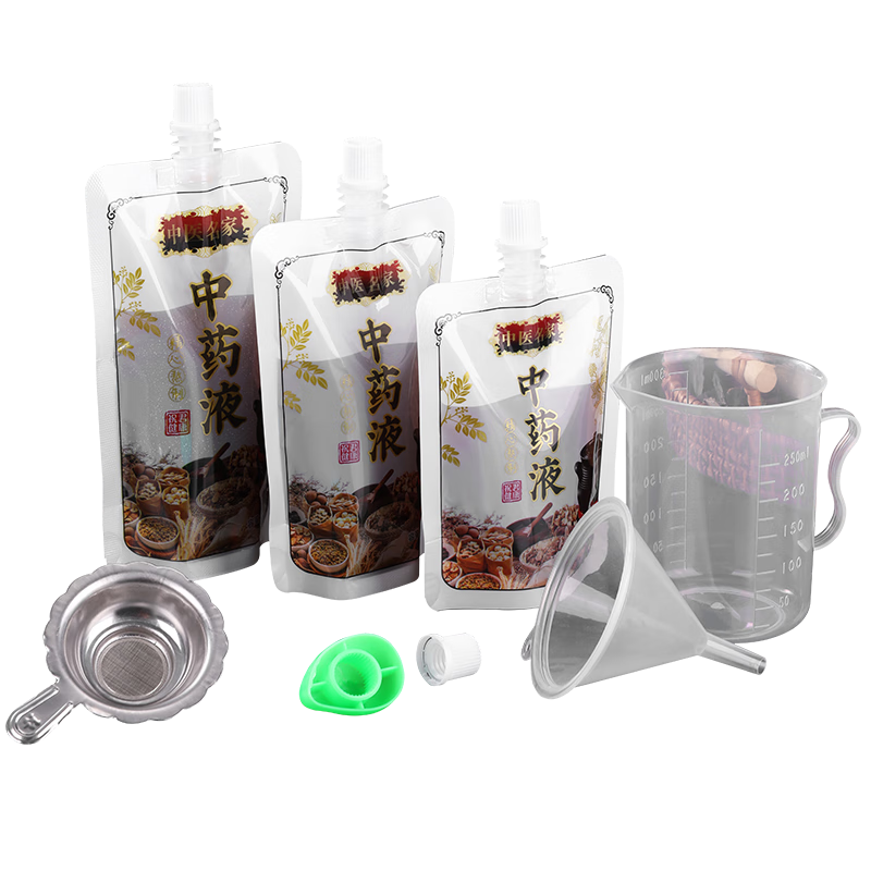 中药液包装袋一次性中药袋煎药分装袋可加热自封袋密封袋吸嘴袋子 50个装-中号200ML（送全套灌装工具）