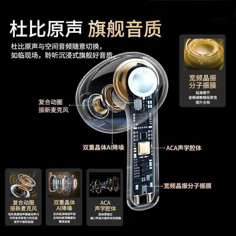 骠骑骏2025新款AirPro蓝牙耳机无线运动降噪入耳式长续航适用于苹果安卓机型通用款 AirPRO/5 【支持弹窗+无线充电】