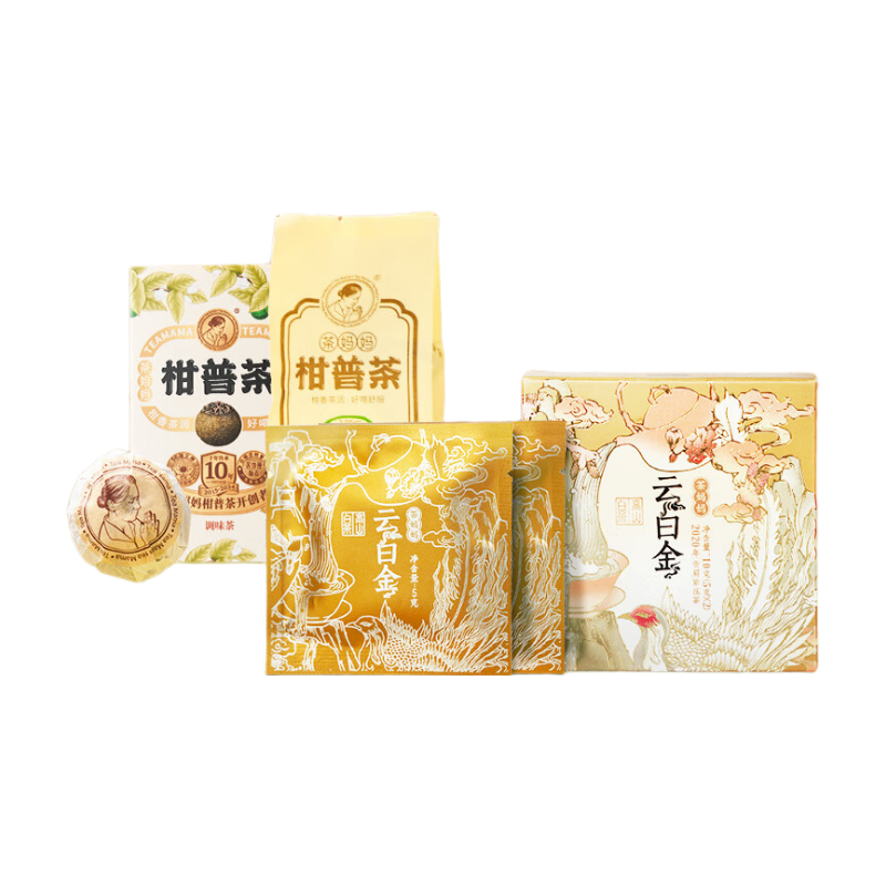 茶妈妈小青柑新会柑普陈皮普洱茶云南滇红柠檬红茶小金柠组合装送礼茶叶 【尝鲜】小青柑单颗+云白金白茶2片