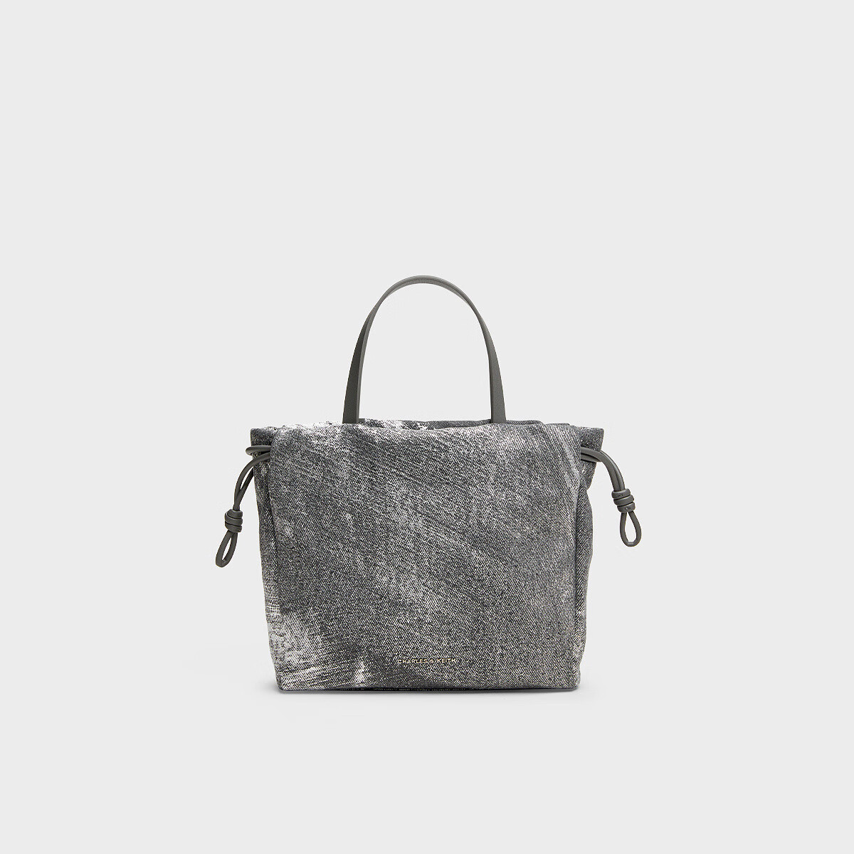 CHARLES&KEITH春季新品復古牛仔抽繩水桶包托特包CK2-30151421-2 Silver Brushed Denim牛仔藍色 S