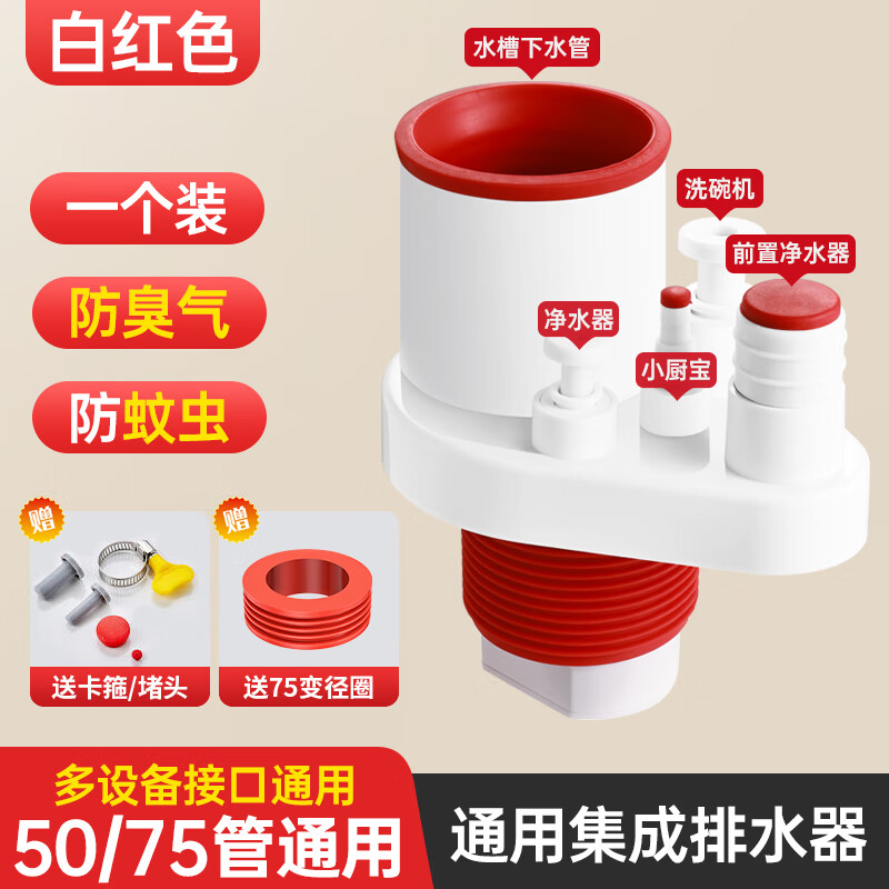 潛水艇防臭密封塞圈地漏廚房洗菜盆止逆閥排水管防返臭下水管道堵口神器 廚房五通防臭塞50/75管通用安裝