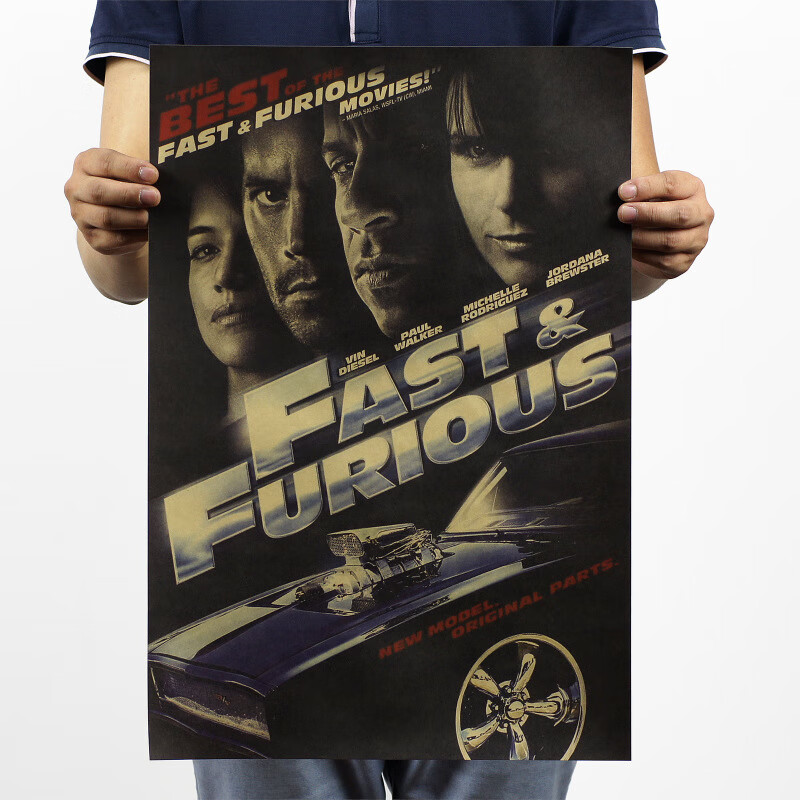 速度与激情欧美经典电影复古牛皮纸海报贴画宿舍酒吧装饰画  51x3