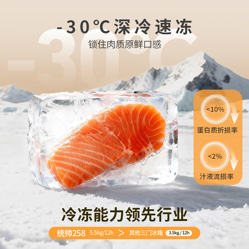 统帅（Leader）海尔冰箱出品悦享系列251L三门小冰箱家用抗菌净味一级能效风冷LC3-258WS9以旧换新国家补贴15%