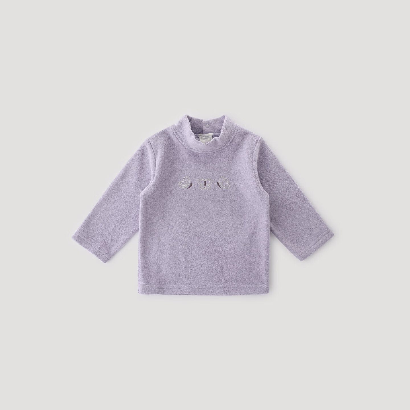 巴厘小猪儿童保暖打底衫女童秋冬季T恤加绒加厚男童高领内搭上衣宝宝秋衣 雪青紫 90