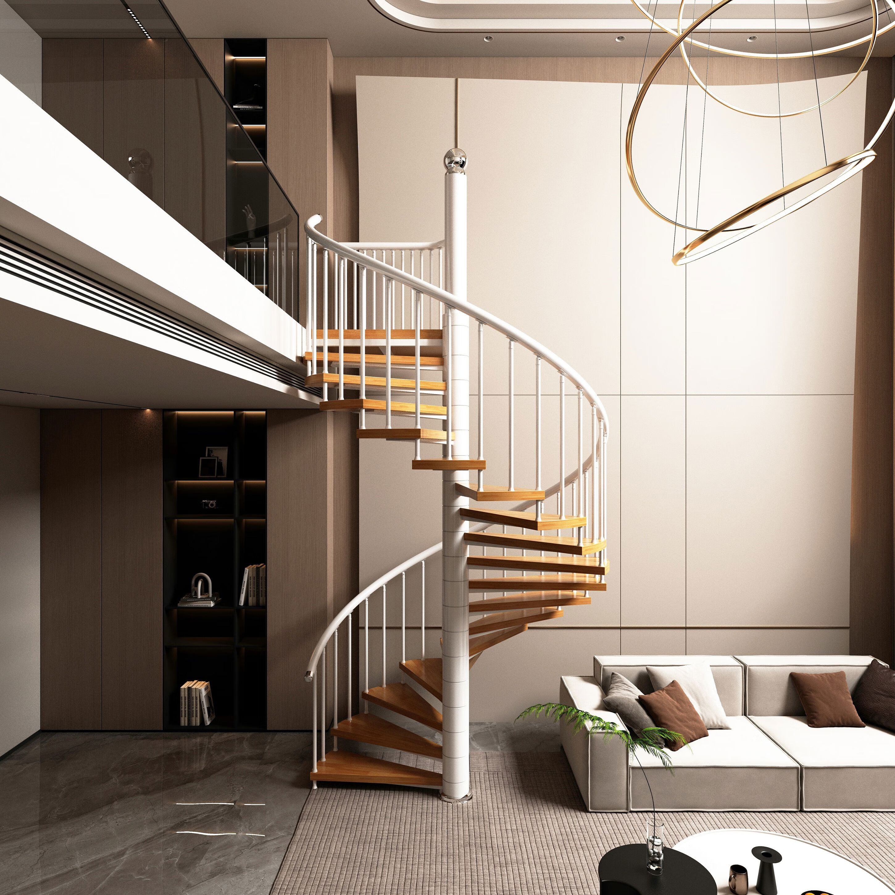 三栖虎旋转楼梯室内家用定制阁楼复式楼钢木小户型成品别墅铁楼梯 Φ1