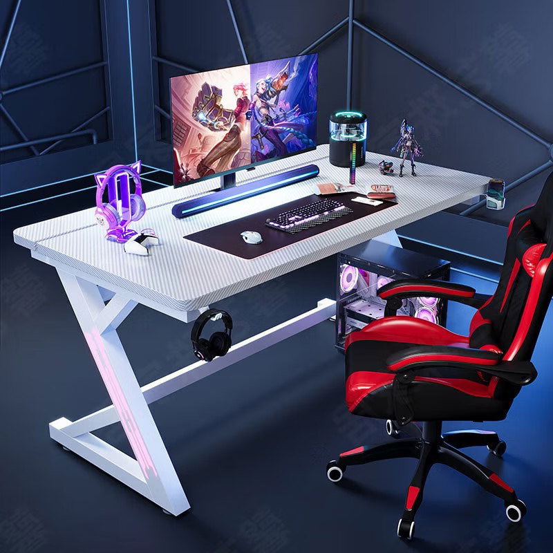 馨艺珠升级S3钛戟电竞桌台式电脑桌实木家用书桌可装机械臂碳纤维游戏桌 S3白碳纤维+腿灯 200*73*74cm【二分段板】 京东折扣/优惠券