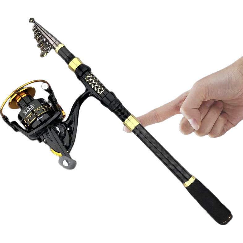 狼王樂(lè)釣(LWLD)魚竿伸縮超短迷你小海竿拋竿海釣遠(yuǎn)投竿海竿套裝路亞竿 1.8m +狼王樂(lè)釣12軸5000金屬輪+