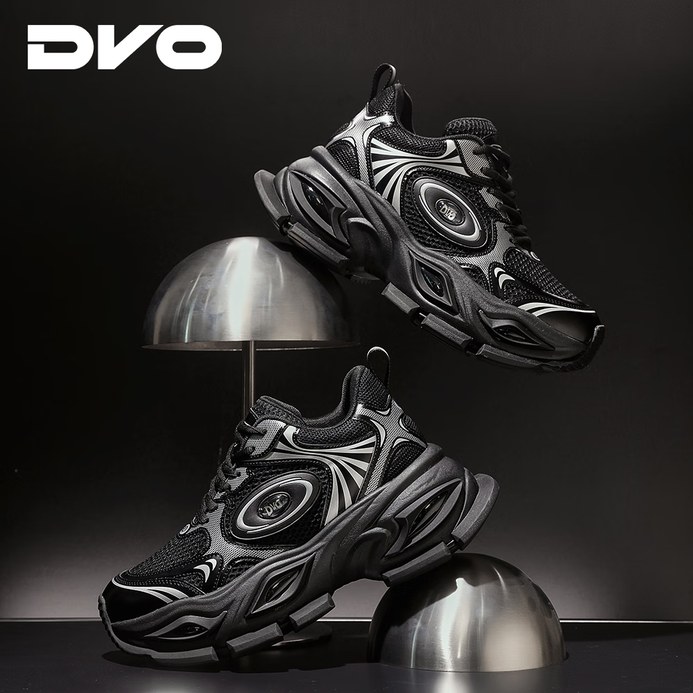 DVO10CM隐形内增高鞋男冬季新款超火炫酷网面运动休闲百搭厚底老爹鞋 银色 41 男码