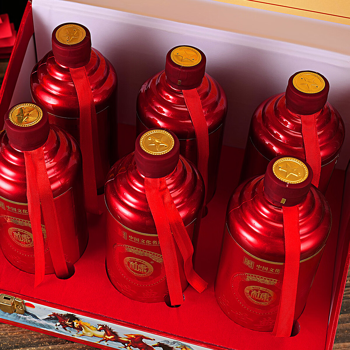 白水杜康（BAISHUIDUKANG） 八骏雄风 52度 浓香型白酒 500ML*6瓶 仿皮礼盒 送礼必备 马年酒 52度 500mL 6瓶