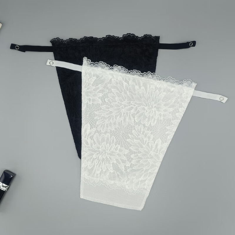 澜绾裹胸布防走光胸挡遮胸神器护胸内搭一片式抹胸布黑白蕾丝性感v领