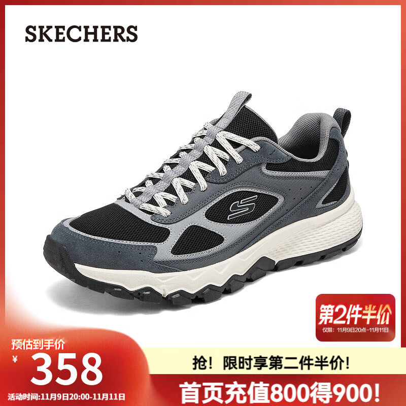 斯凯奇（Skechers）男鞋复古户外鞋徒步鞋轻质舒适缓震城市户外运动休闲鞋237631 灰色/黑色/GYBK 42