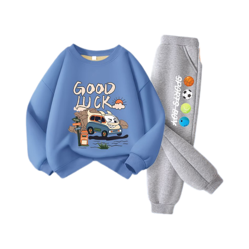 唐狮男童套装秋冬2025中大童运动卫衣儿童新款休闲帅气两件套 【加绒套装】bjhf-1 150   高140-150重60-80