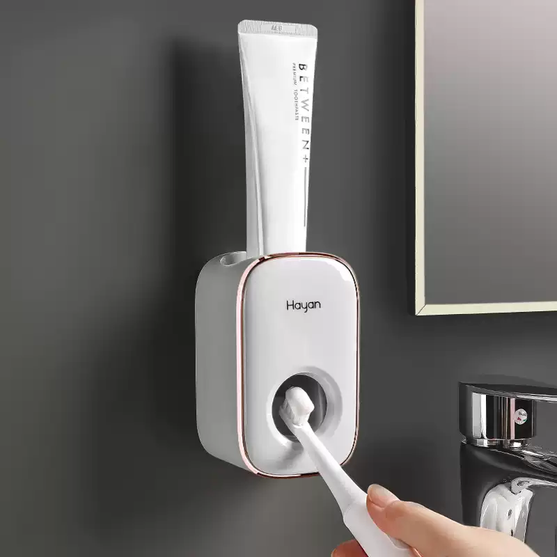 海迎（HAYAN HY）全自動(dòng)擠牙膏神器壁掛式免打孔牙刷架2025新款置物架牙膏擠壓器 珍珠白自動(dòng)擠牙膏器
