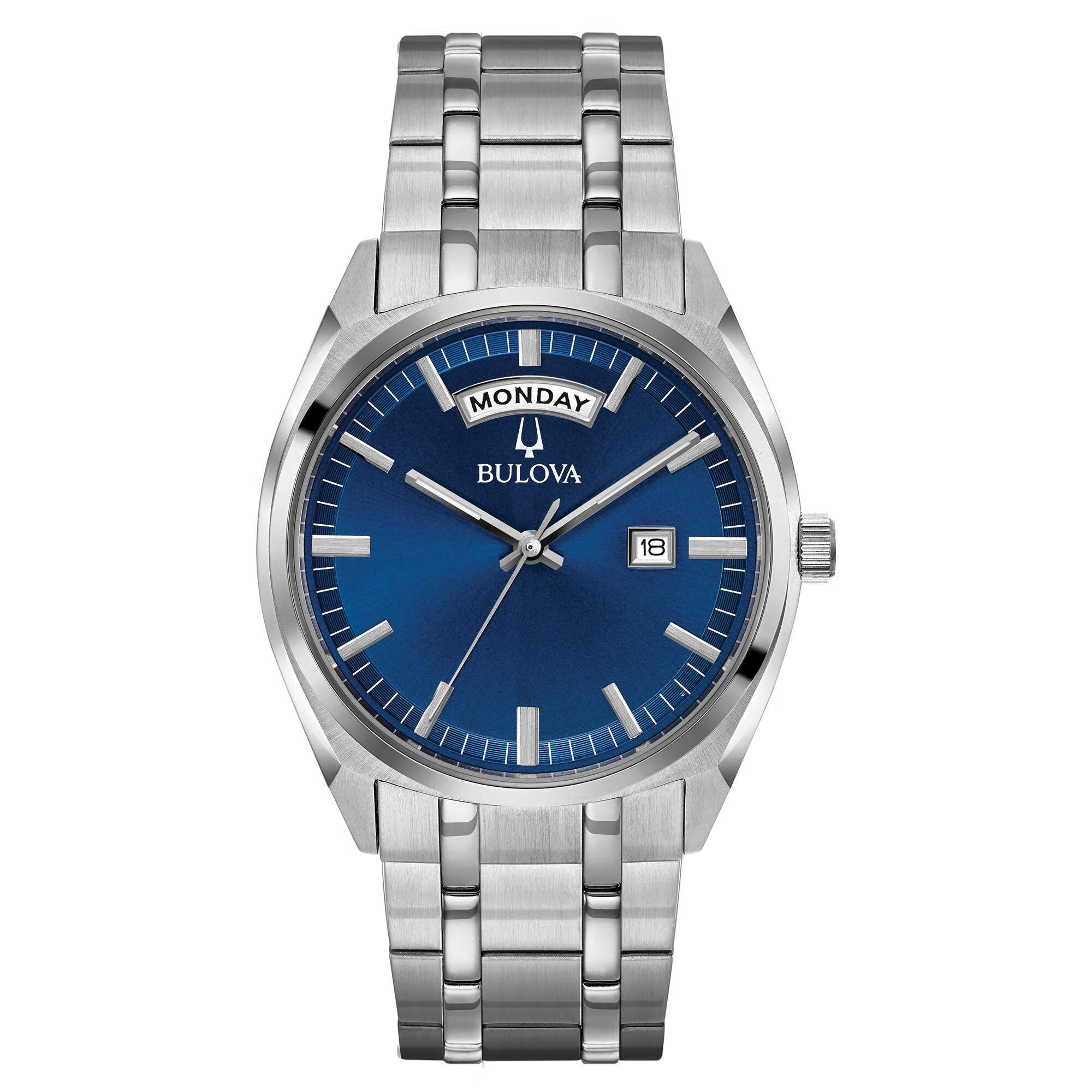 宝路华Bulova 宝路华 男士石英 Classic 钢带手表 Stainless/ Blue Dial 39.0毫米