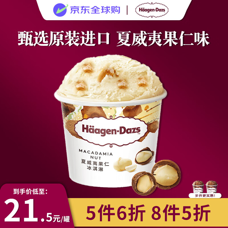 哈根达斯（Haagen-Dazs）夏威夷果仁冰淇淋 100ml小杯装