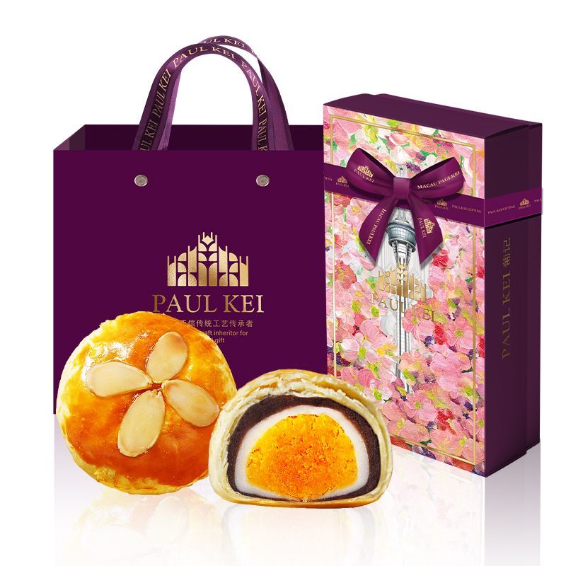 葡記澳門(mén)堅(jiān)果蛋黃酥餅400g雪媚娘糕點(diǎn)心零食傳統(tǒng)小吃特 堅(jiān)果蛋黃酥餅400g禮盒+禮袋