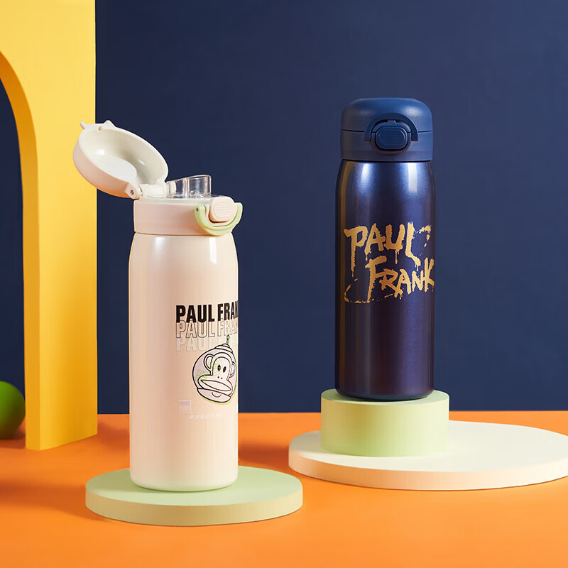 大嘴猴保温杯儿童吸管杯便携直饮杯 蓝色480ml